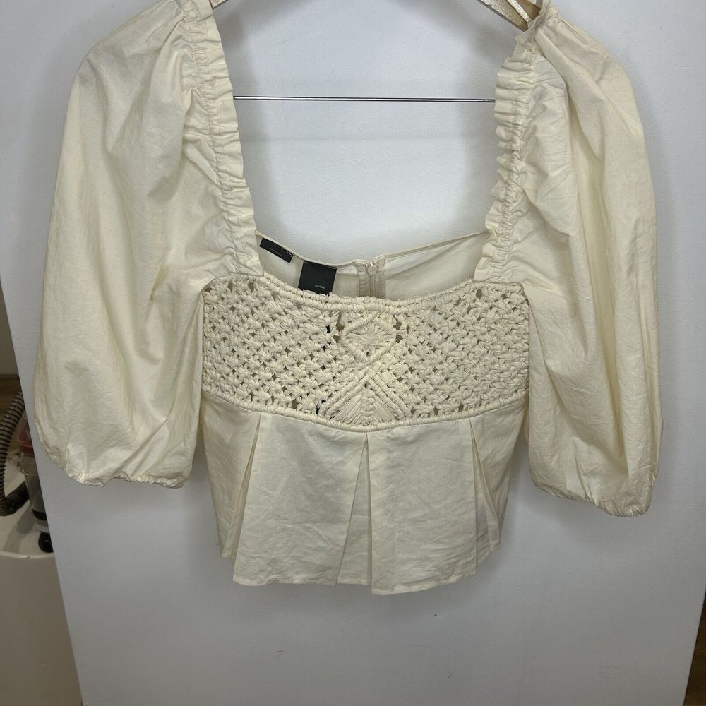 New!!PINKO Crop Top‎ Size 8 Ivory Color 100% Cotton - Picture 3 of 13